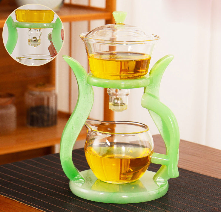 LAZY KUNGFU GLASS TEA SET AUTOMATIC MAGNETIC TEAPOT SET